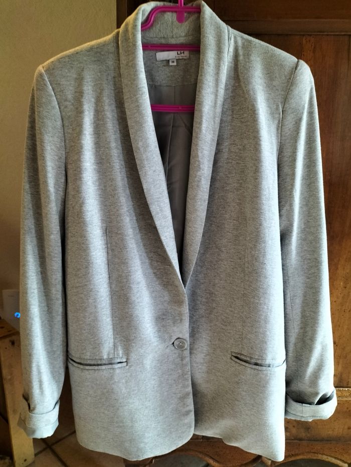 Veste blazer coton gris clair