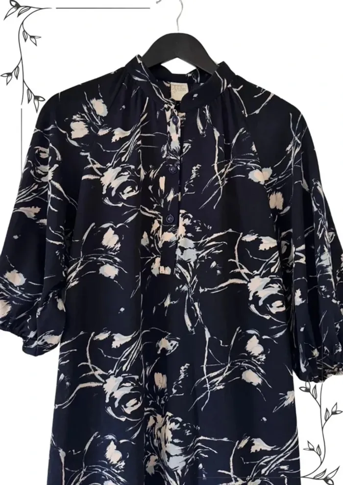 Robe à fleurs bleue Vintage Afibel Taille L/XL - photo numéro 2