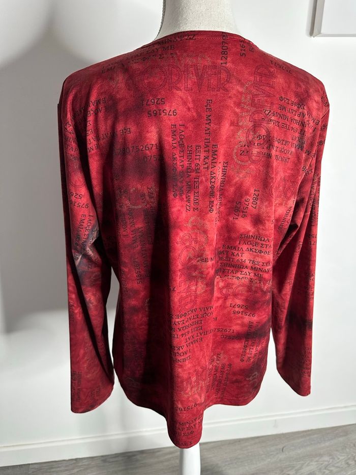 T-shirt à manches longues rouge bordeaux doré Guy Dubois Vintage T46 3XL - photo numéro 5