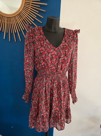 Robe courte fleurie rouge taille S