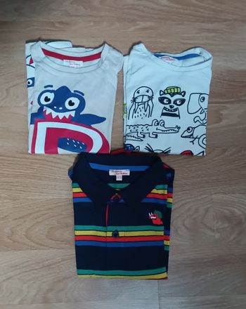 Lot de 2 Tee shirts et 1 polo manches longues Dpam 8 ans