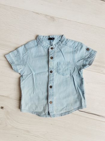 Vêtement bébé garçon chemise bleue manches courtes Kiabi 12 mois 1 an