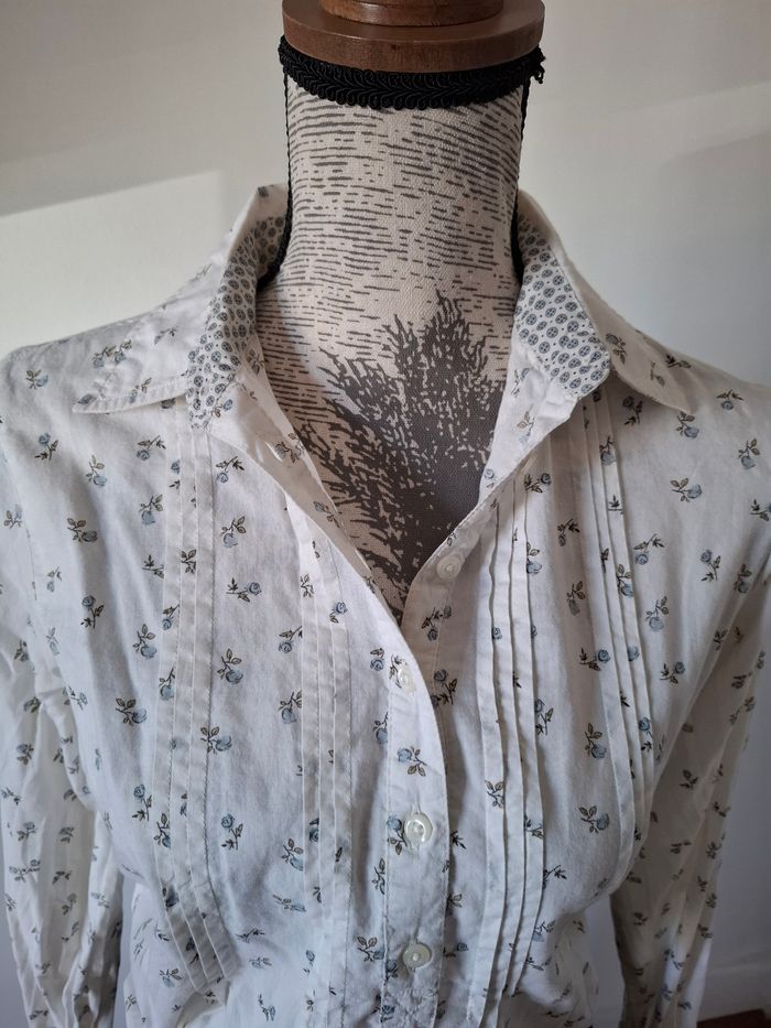 Chemise, chemisier blanc à fleurs vintage - photo numéro 6