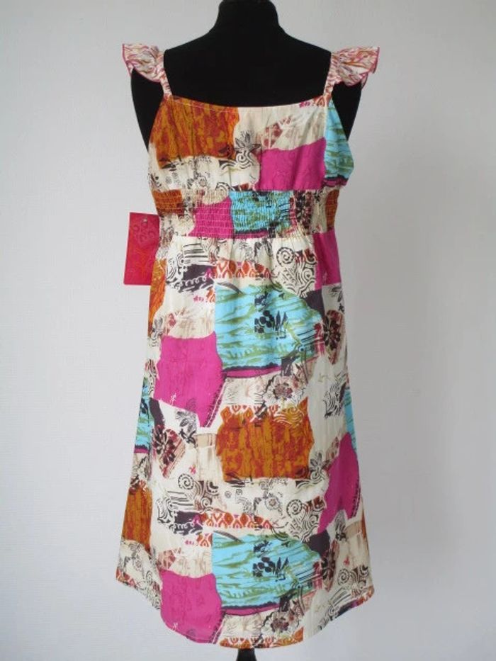 Robe beige imprimé fuchsia/turquoise/camel Jac Jac 38 NEUVE - photo numéro 6