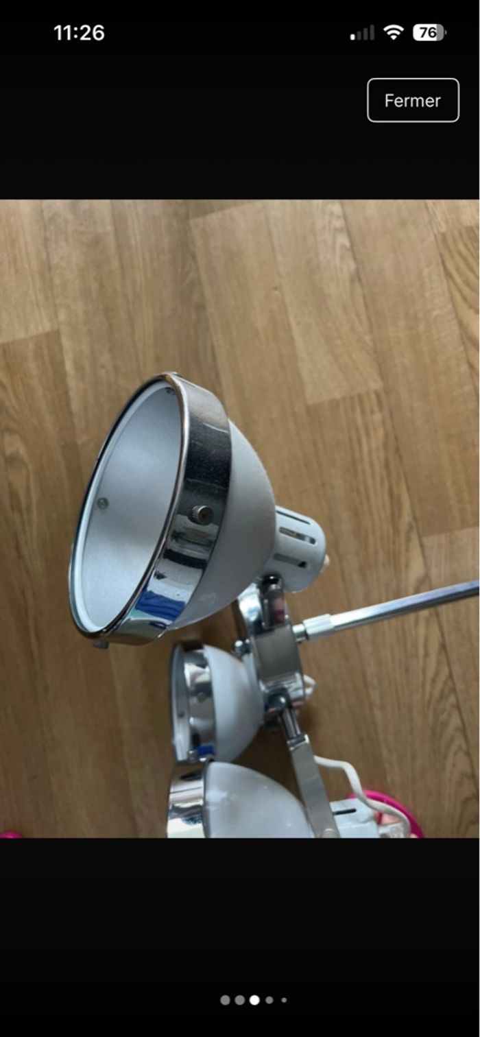 Lustre blanc et métal avec cloche directionnel - photo numéro 3