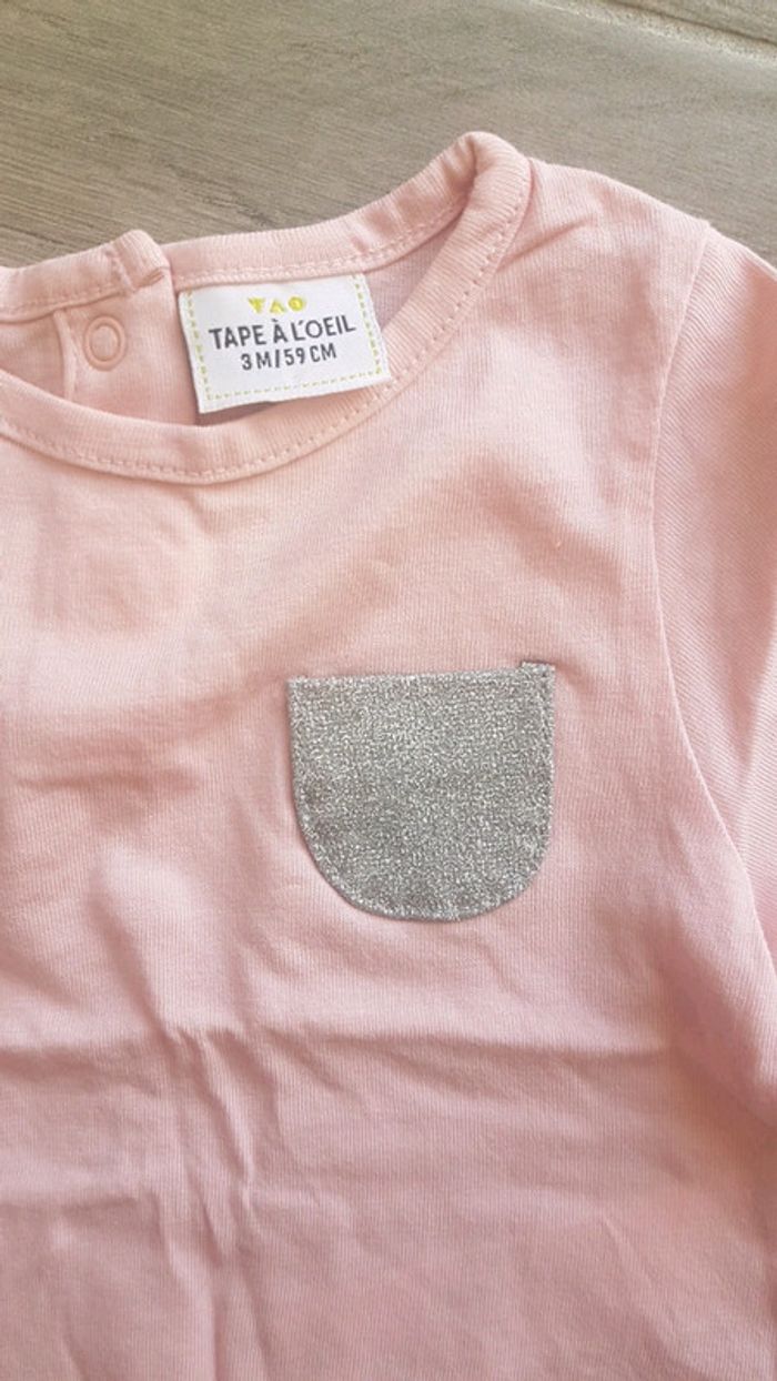 T-shirt 3 mois TAO poche argentée - photo numéro 3