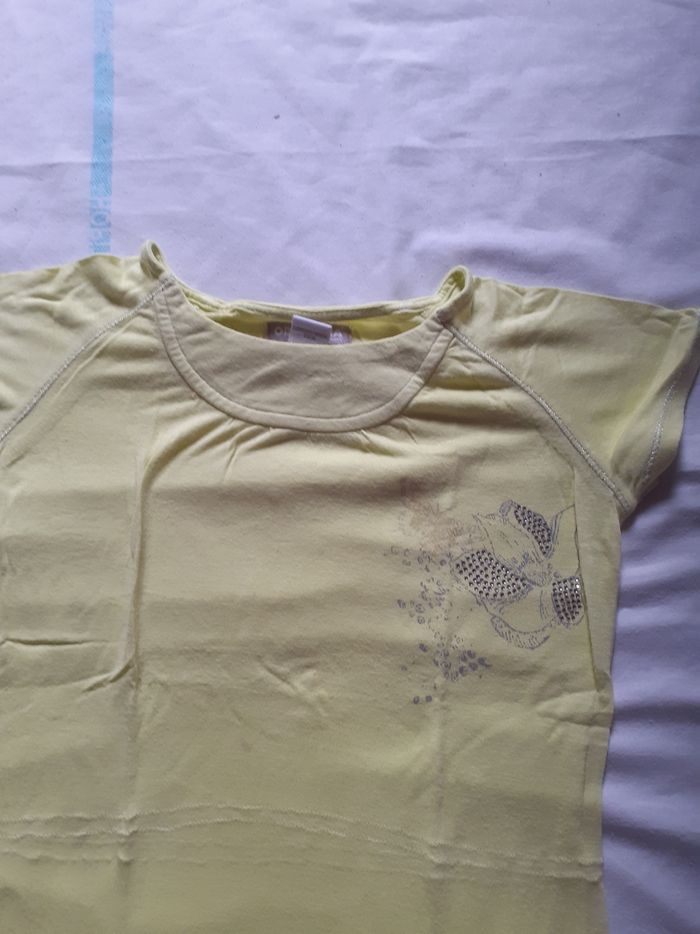 Tee shirt tunique jaune avec motif strass - photo numéro 2