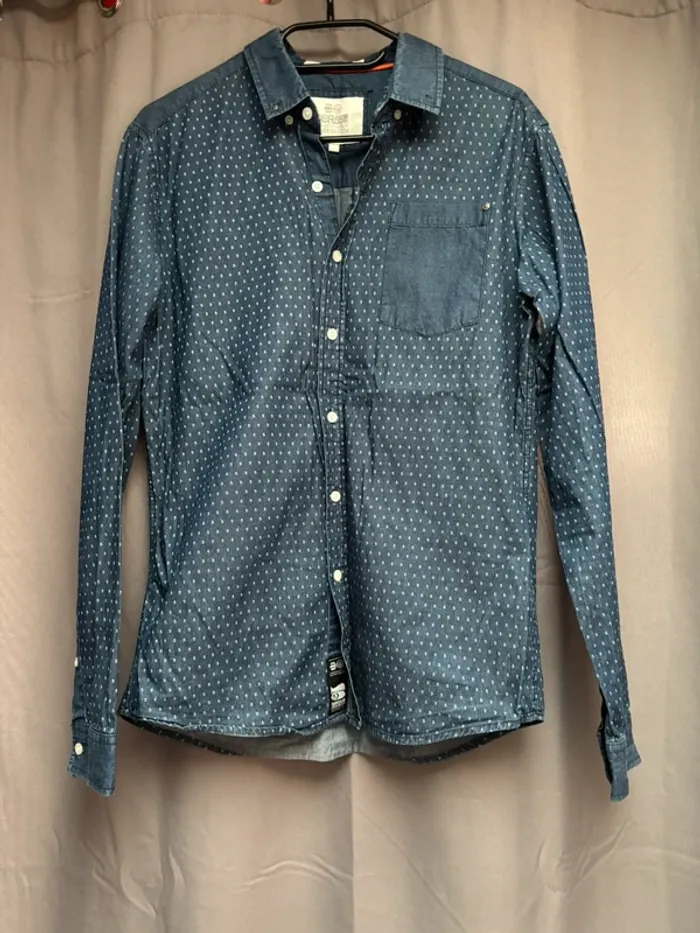 Chemise manche longue CrossHatch Ser55, chemise en jean, chemise homme jeans - photo numéro 2