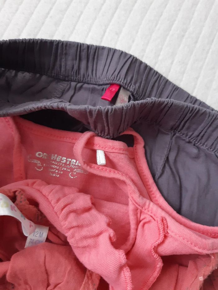 Lot de 2 débardeurs rose et pantalon léger 12 mois - photo numéro 5