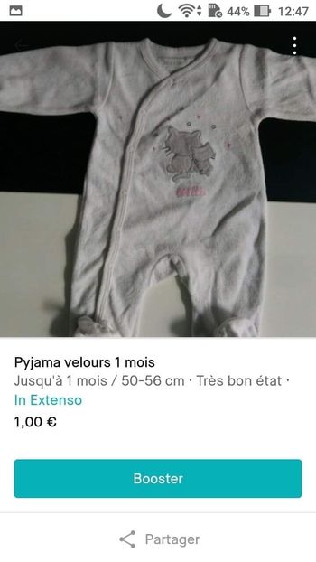 Pyjama velours 1 mois in Extenso