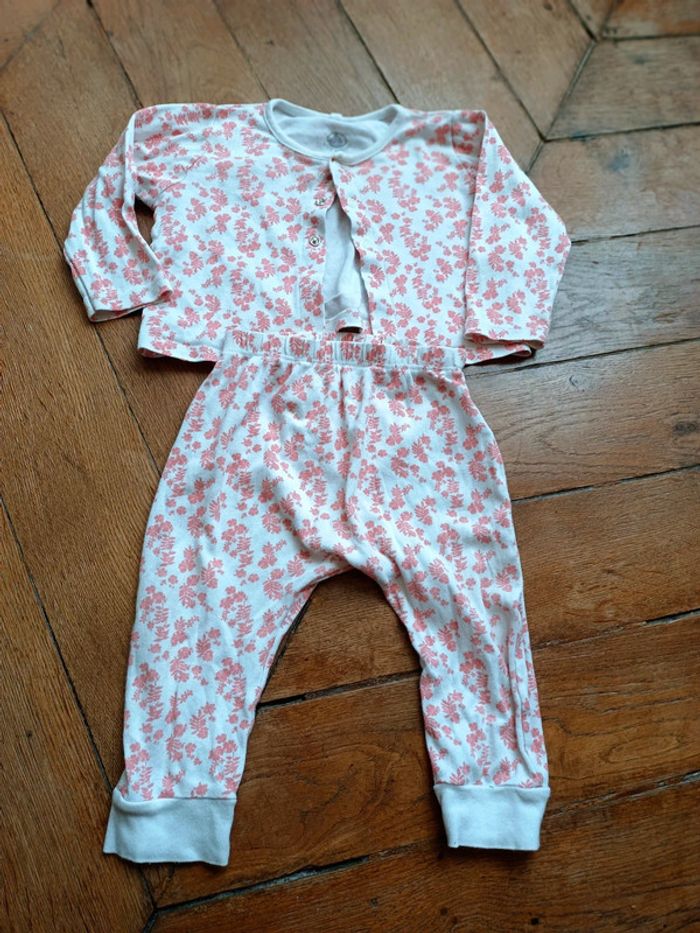 Ensemble gilet + veste fleuri 12 mois