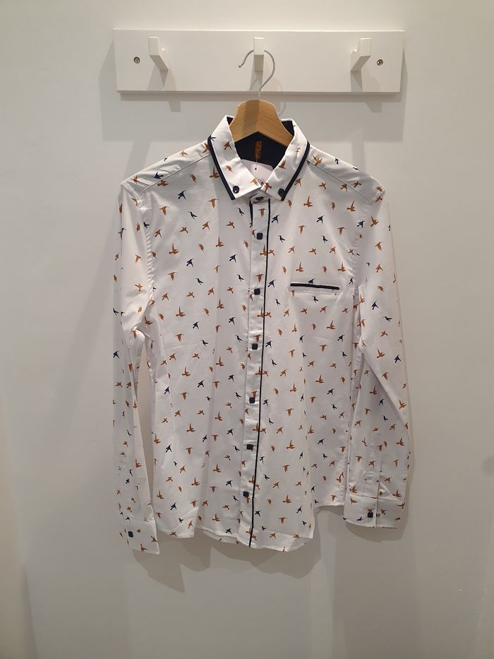 Chemise Anvers blanc/oiseaux Taille S (taille petit)