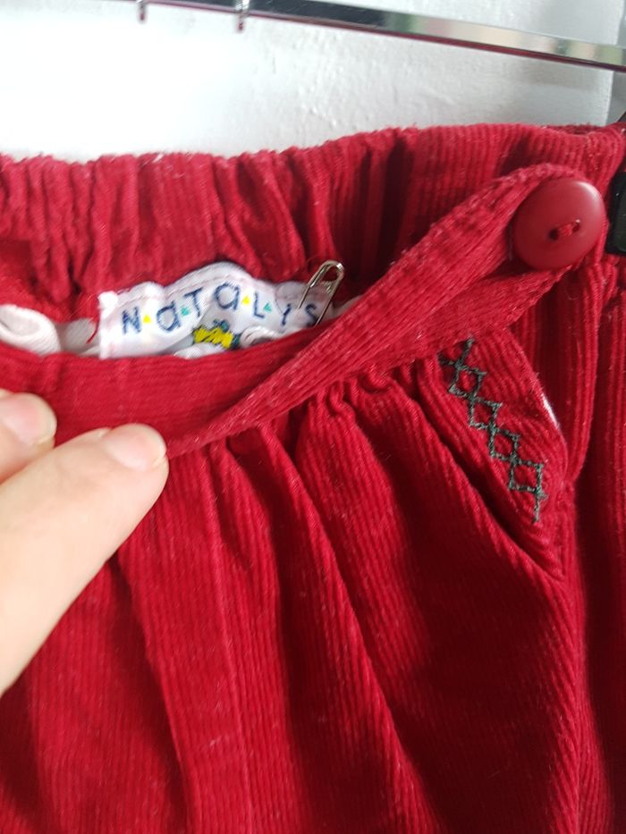 Sarouel velours rouge Natalys 6-9 mois - photo numéro 2