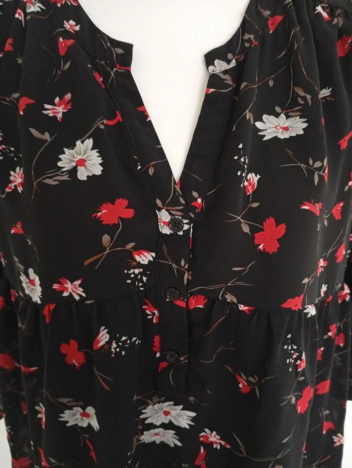 Ycoo - blouse noire taille L| motif floral - printemps été automne - photo numéro 5