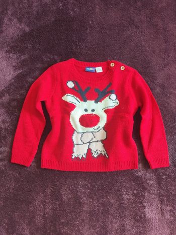 Pull rouge renne noël Lupilu 12 24 mois