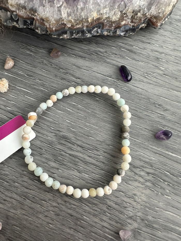 Bracelet perles en amazonite d’Afrique du Sud - Pierre naturelle - Grosses perles - photo numéro 2