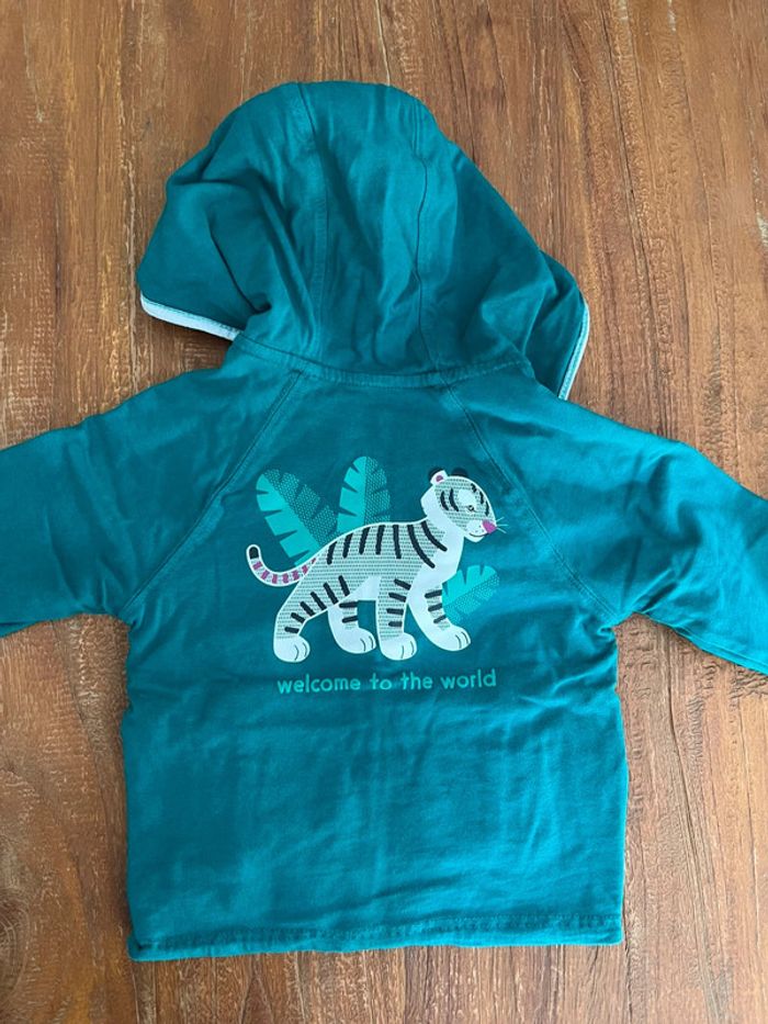 Sweat shirt gilet zippé avec capuche reversible Obaibi 23 mois - photo numéro 2