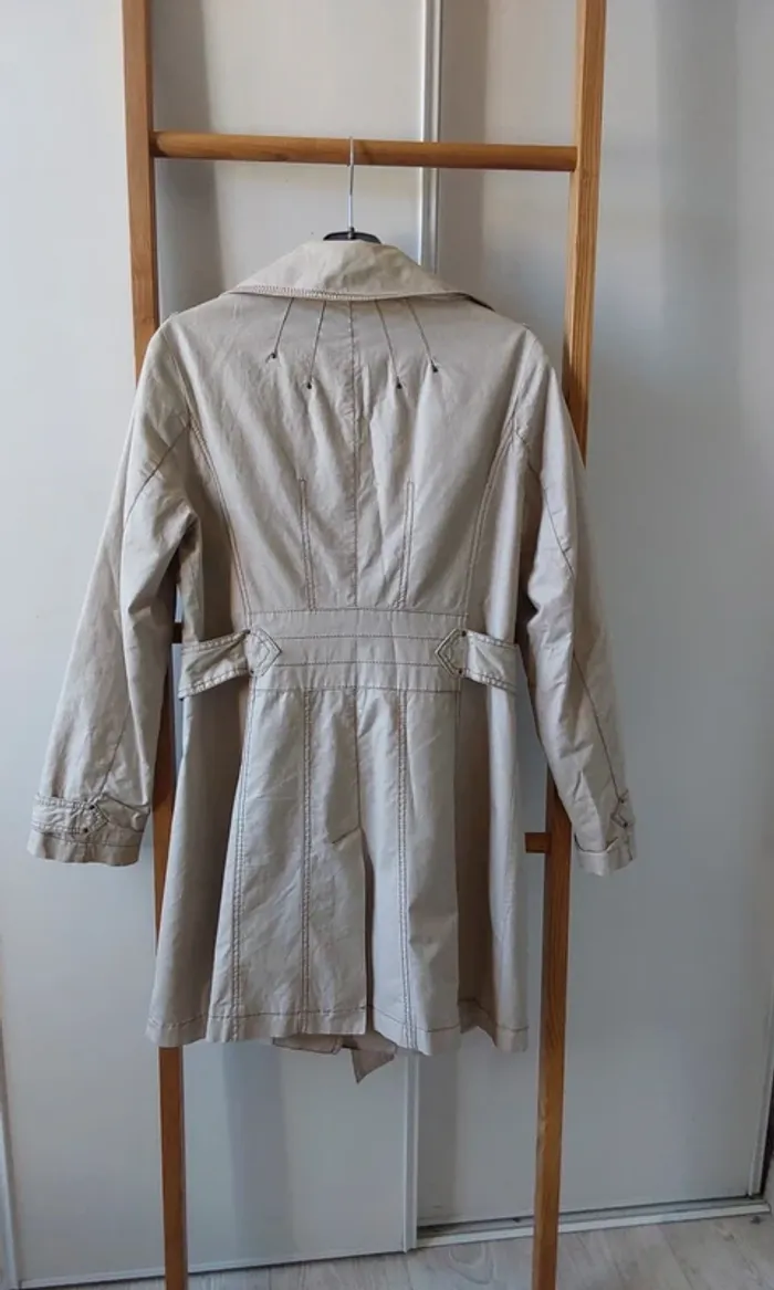 Trench veste Imperméable chic beige T 40 Coton ciré lin - photo numéro 11
