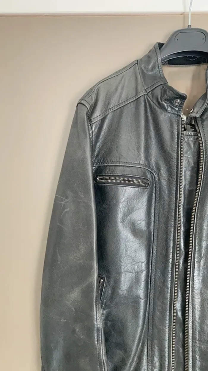 Blouson homme en cuir noir taille L Oakwood - photo numéro 3
