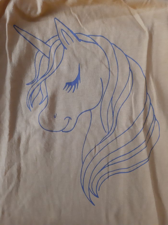 Tee-shirt manches longues jaune fille - licorne - 4 ans - photo numéro 2