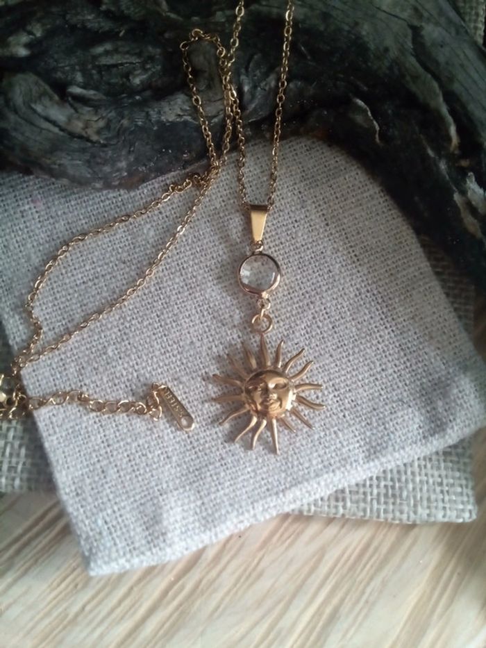 Collier soleil et connecteur en cristal de quartz