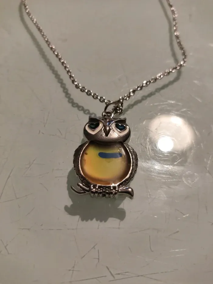 Collier pendentif hibou argenté - photo numéro 2
