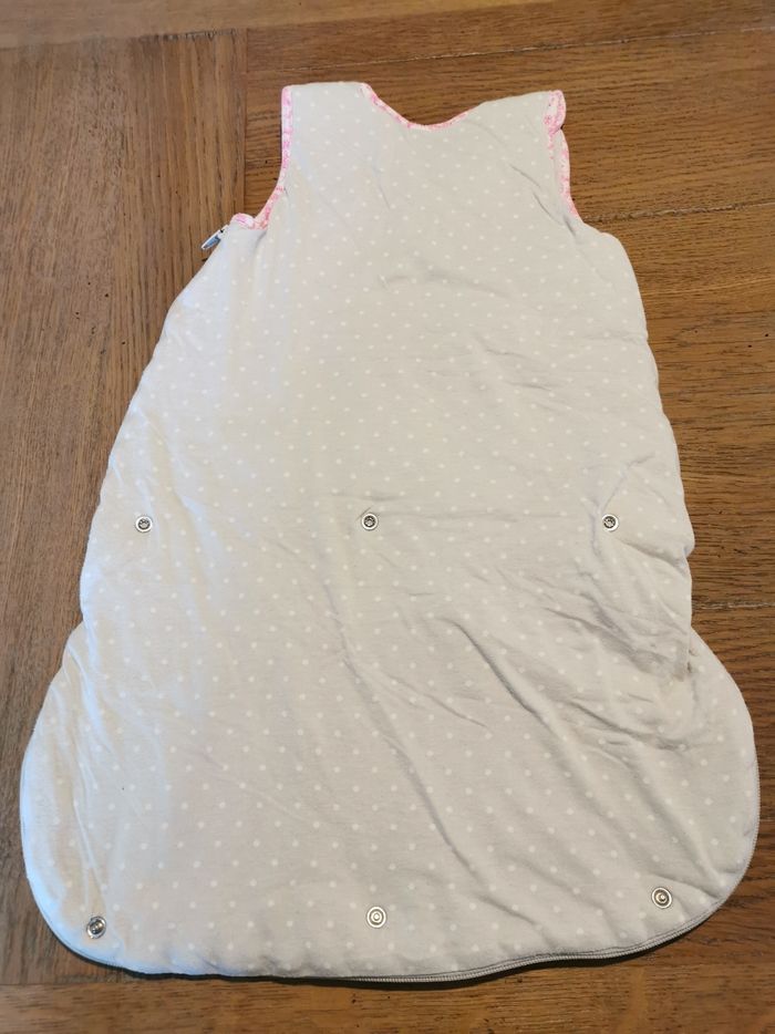 Doudounette gigoteuse turbulette grise rose lapin à pois 0/6 mois - photo numéro 2