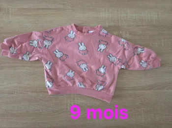 Pull sweat lapin rose 9 mois