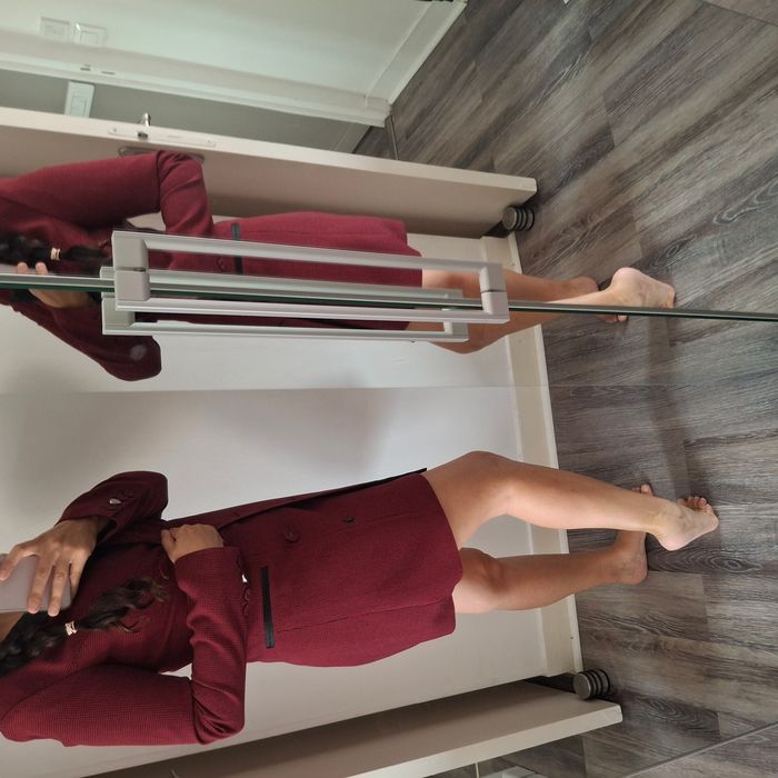 Veste longue femme à carreaux bordeaux et noir - Taille S - GUESS - photo numéro 3