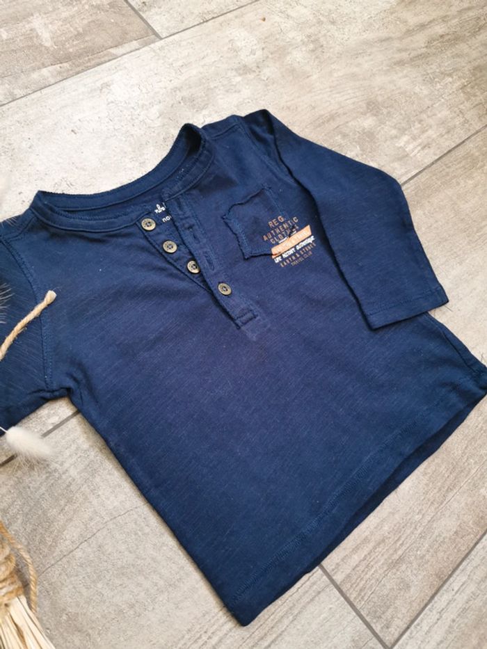 🌺Très joli Teeshirt manches longue bleu marine 6mois - photo numéro 3
