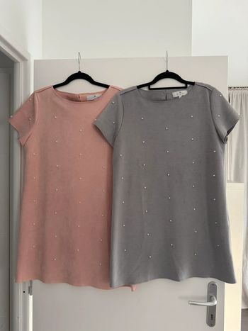 Robe tunique rose gris perle suédine neuf Kleid dress Vestido Vestito jurk jumpsuit femme mujer