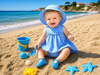 JACADI – ENSEMBLE COMPLET 5P BÉBÉ FILLE MOTIF CARREAUX VICHY BLEUS & BLANCS 3M