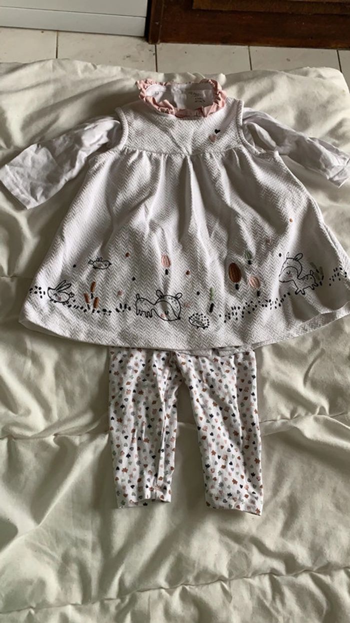 Ensemble fille du pareil au même 6 mois robe molletonnée, body manche longue et legging