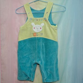 Salopettes bleu et jaune lapin 50cm