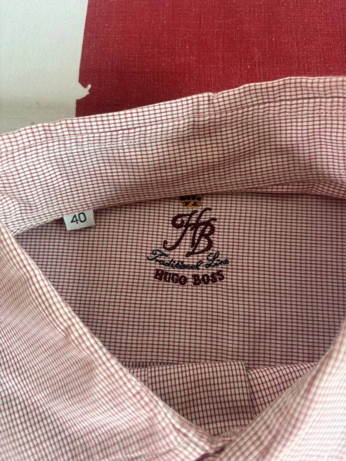 Chemise à carreaux Hugo Boss blanche et rouge - Taille 40 - photo numéro 4
