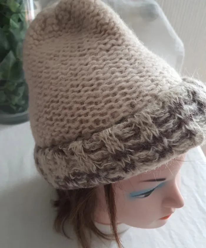 Bonnet crème maille vintage femme - photo numéro 2