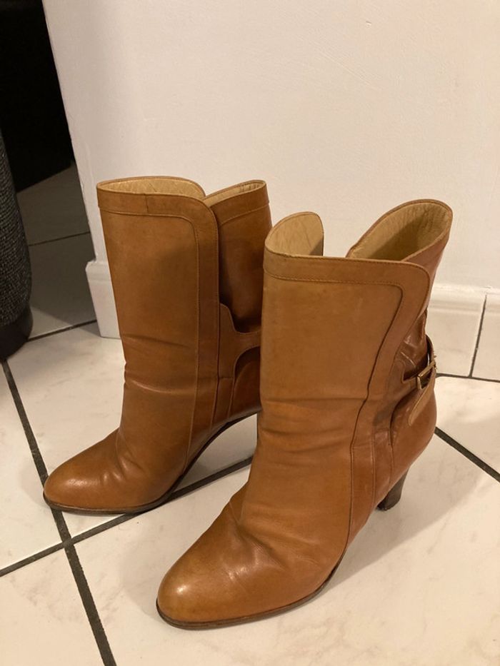 Boots camel en cuir taille 38 made in italy