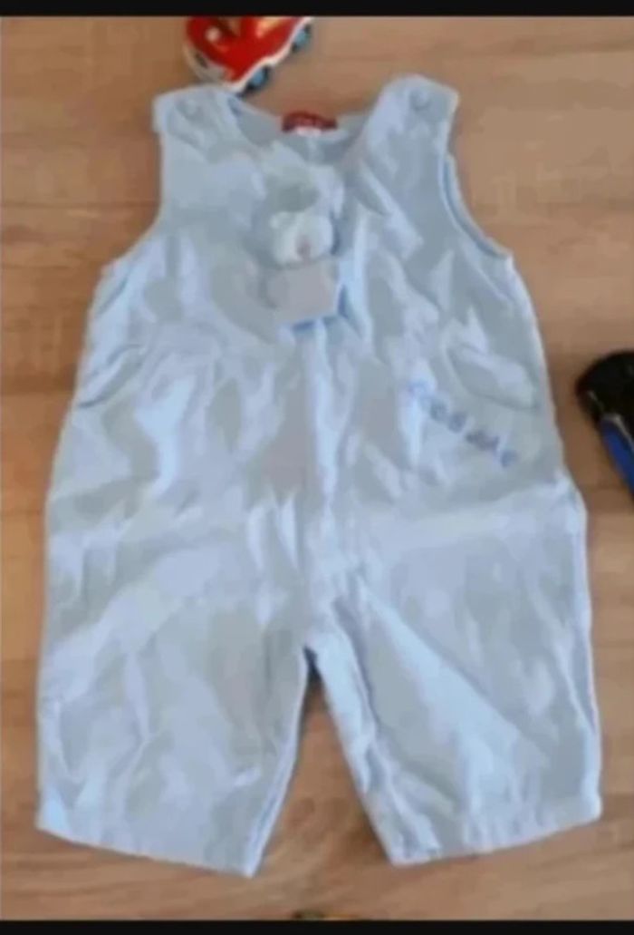 salopette en coton doublée intérieur bleu ourson 1-3 mois / 56 cm·Très bon état·Bob et Julie