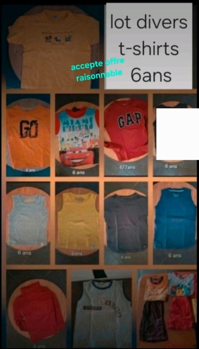 Lot divers t-shirts garcon 6 ans