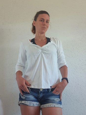 Chemise chemisier blouse Tee-shirt manche 3/4  taille S ou 36 blanc