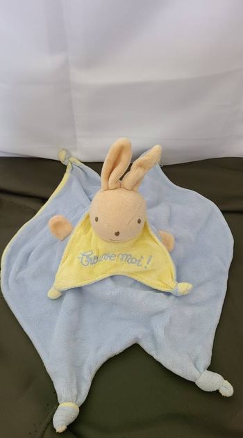 Doudou plat reversible lapin ours trouve moi cache toi NOUNOURS