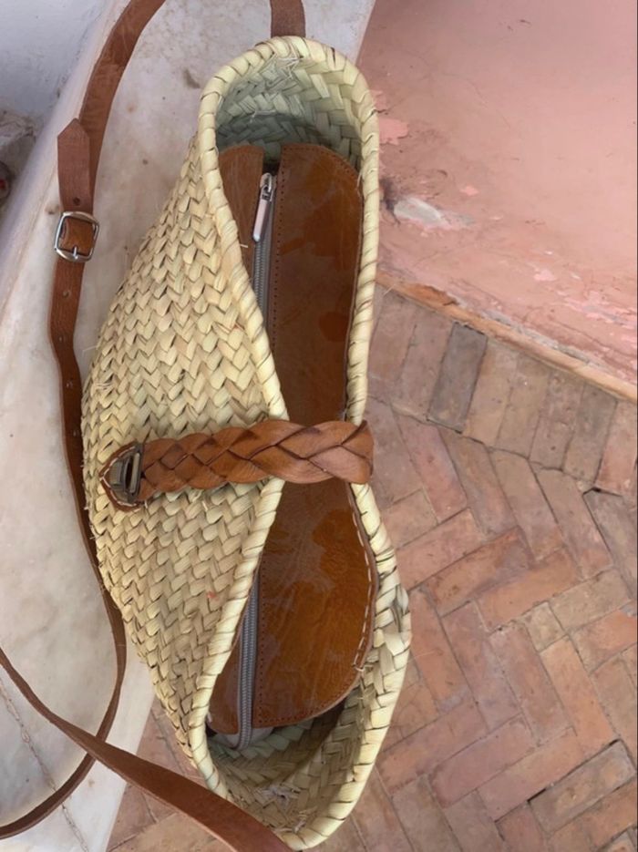 Sac à bandoulière en Raphia et cuir marocain - photo numéro 3