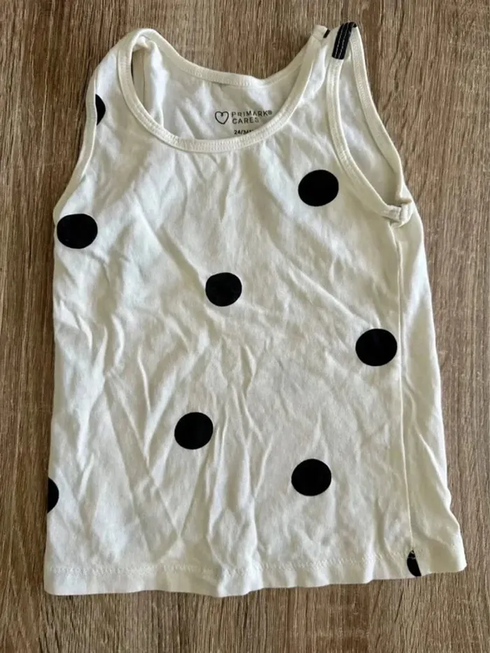 Débardeur blanc à petit pois noir été fille 24/36 mois - photo numéro 2
