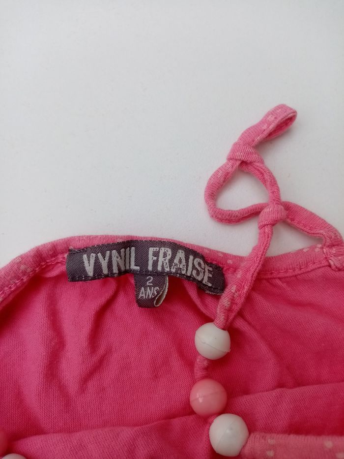Robe à bretelles rose/fille /t2ans /vynil fraise - photo numéro 4