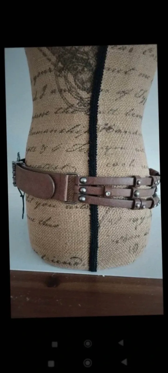 Ceinture trois rangs marron 85 cm - photo numéro 7