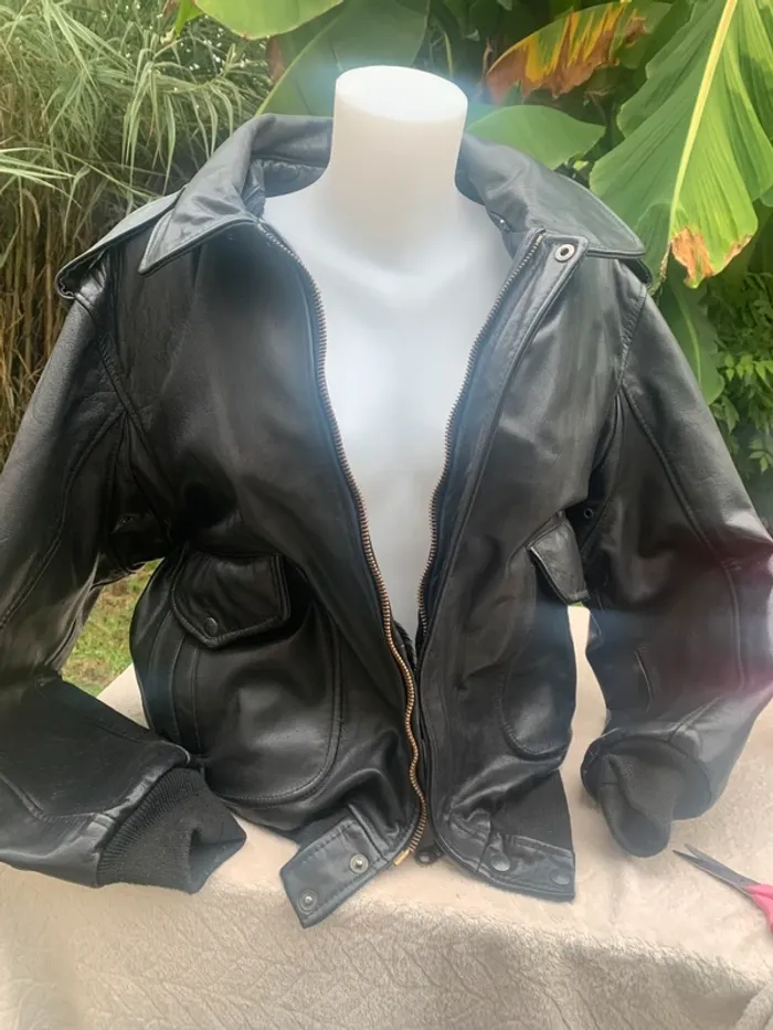 Blouson cuir Todzi vintage taille 0 doublure intérieur made in France 🇫🇷 - photo numéro 3