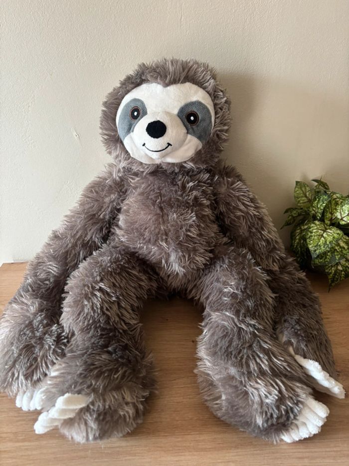 Doudou peluche paresseux gris blanc zd trading action