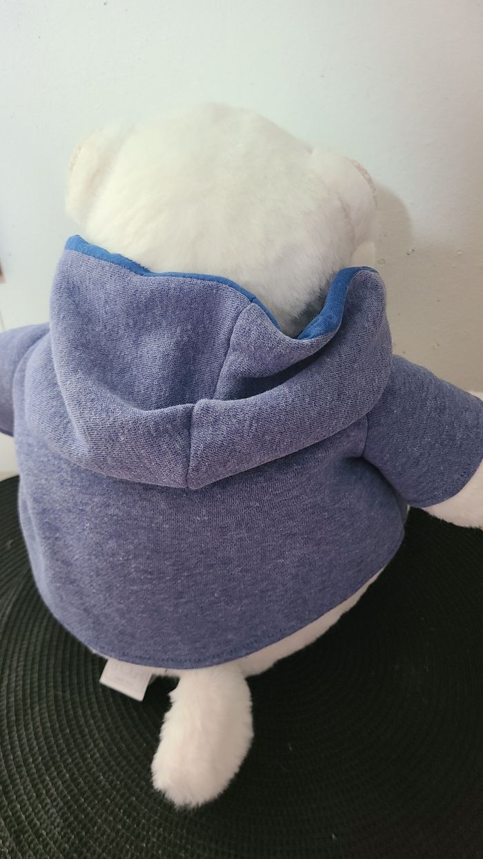 Peluche hippopotame polyester 45 cm collection HIPPO COOL blanc/bleu - photo numéro 3