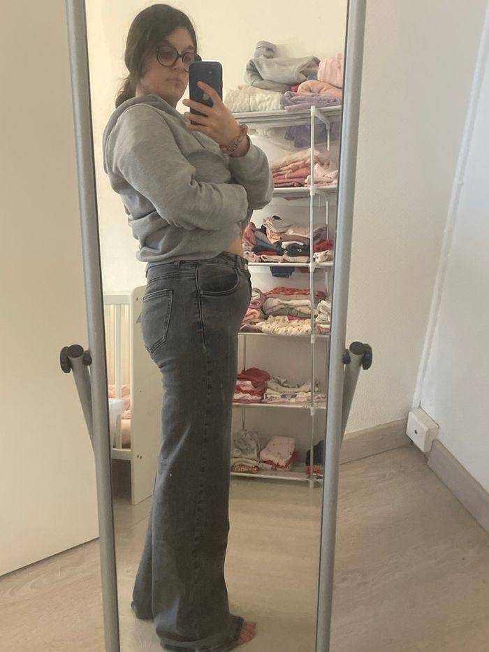 Jean gris taille haute - photo numéro 2