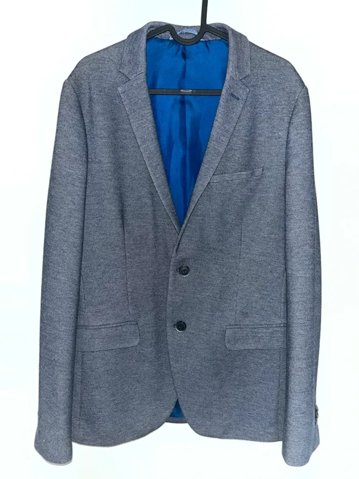 Veste blazer homme bureau mariage cérémonie bleu gris chiné